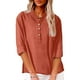 thumbnail image 4 of Camisa informal de manga larga con cuello en V para mujer: color liso, poliéster, versátil para combinar con vaqueros/pantalones, ideal para llevar a diario en primavera/verano., 4 of 7