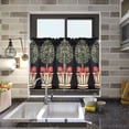 thumbnail image 4 of Yayeee Kitchen Curtains Tier Pair Light Filtering 27"x36" Rod Pocket Short Cafe Window Panel, Beige Striped Trees, 4 of 7