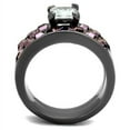 thumbnail image 3 of Luxe Jewelry Designs 2-Piece Women's IP Light Black Stainless Steel Wedding Ring Set with CZ, Size 5, 3 of 4