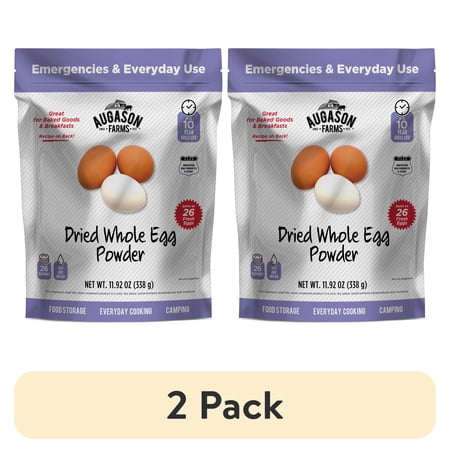 (2 pack) Augason Farms Dried Whole Egg Powder Resealable Pouch Emergency Food Storage 11.9 oz.
