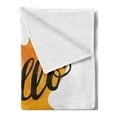 thumbnail image 2 of Autumn Soft Flannel Fleece Throw Blanket, Maple Leaf Silhouette in Warm Colors with Hand Lettering Fall Season Words, Cozy Plush for Indoor and Outdoor Use, 50" x 70", Orange and Black, by Ambesonne, 2 of 5