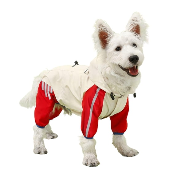 Small Dog Raincoat, Waterproof Dog Rain Jacket with Hood, Lightweight Dog Rain Coat with Leash Hole, Reflective Strap for Puppy Small Dogs Red S
