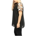 thumbnail image 5 of Unique Bargains Women's Plus Size Crochet Mesh Panel Sheer Raglan Sleeve Top 3X Black, 5 of 6