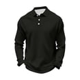 thumbnail image 5 of HOMADLES Mens polo Shirt Long Sleeve Button Collar Casual Tops Stretch Soft Lightweight polo Shirt Black Size 2XL, 5 of 6