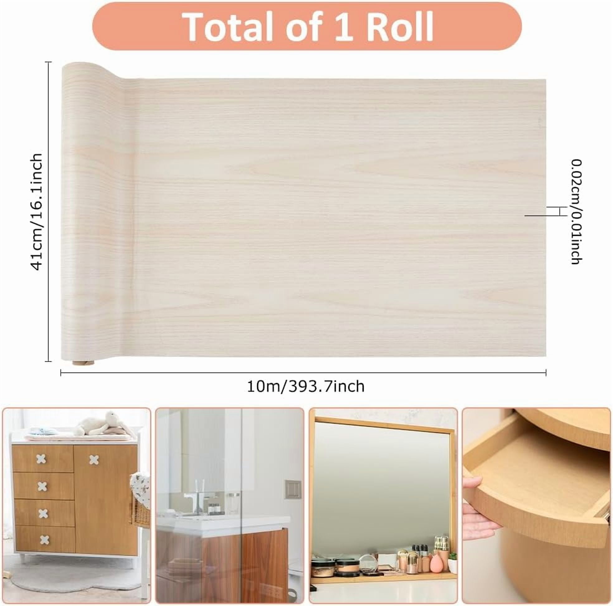 Walnut Grain Waterproof Table Cabinet Decal 10m/32.8ft Length Contact Paper Walnut Texture Vinyl Decorative Film 40cm Wide Matte Thickened Self-Adhesive Wallpaper Air Guide Design Brown