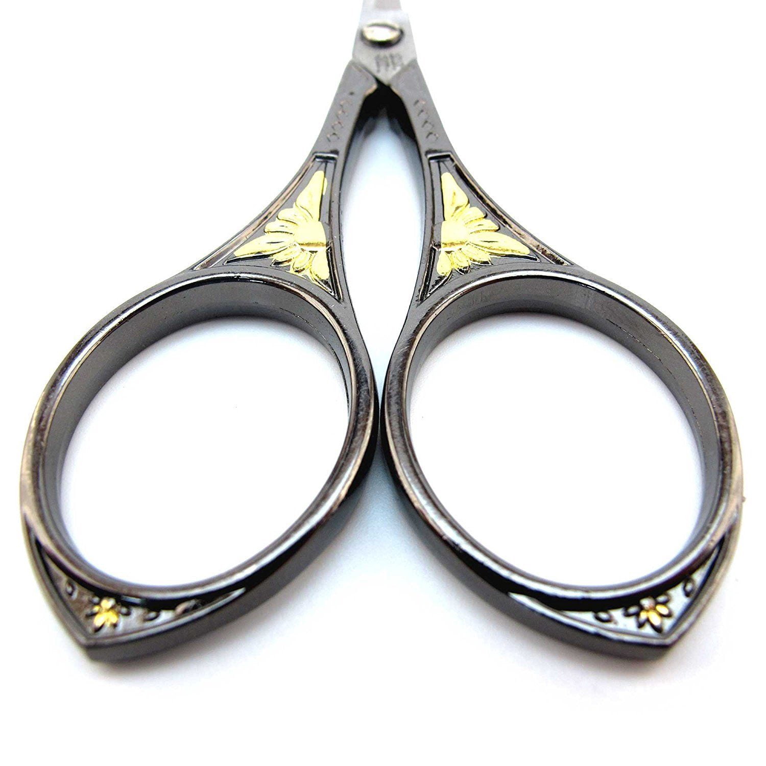 JubileeYarn Heirloom Craft Embroidery Scissors w/ Decorative Cast Handles Sun Motif - Black