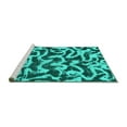 thumbnail image 2 of Ahgly Company Machine Washable Indoor Square Abstract Turquoise Blue Modern Area Rugs, 3' Square, 2 of 4