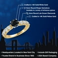 thumbnail image 2 of Gem Stone King 14K Two Tone Gold Black Sapphire and Lab Grown Diamond Engagement Ring for Women | 2.03 Cttw | Round 6MM | Gemstone September Birthstone | Size 9, 2 of 6