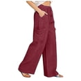 thumbnail image 4 of Mifsaly Wide Leg Cargo Pants Women High Waisted Denim Pant Summer Vacation Casual Loose Jeans Breathable Lightweight Baggy Streetwear Sweatpants with Multi Pockets L, 4 of 5