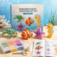 thumbnail image 7 of 3D Beaded Ocean Animals DIY Kit - 4-Piece Sea Creature Bead Art Set (Clownfish, Sea Turtle, Seahorse, Starfish) - Pastel Bead Kit with Thread & Tools for Kids & Adults - Home Decor & Gift, 7 of 7