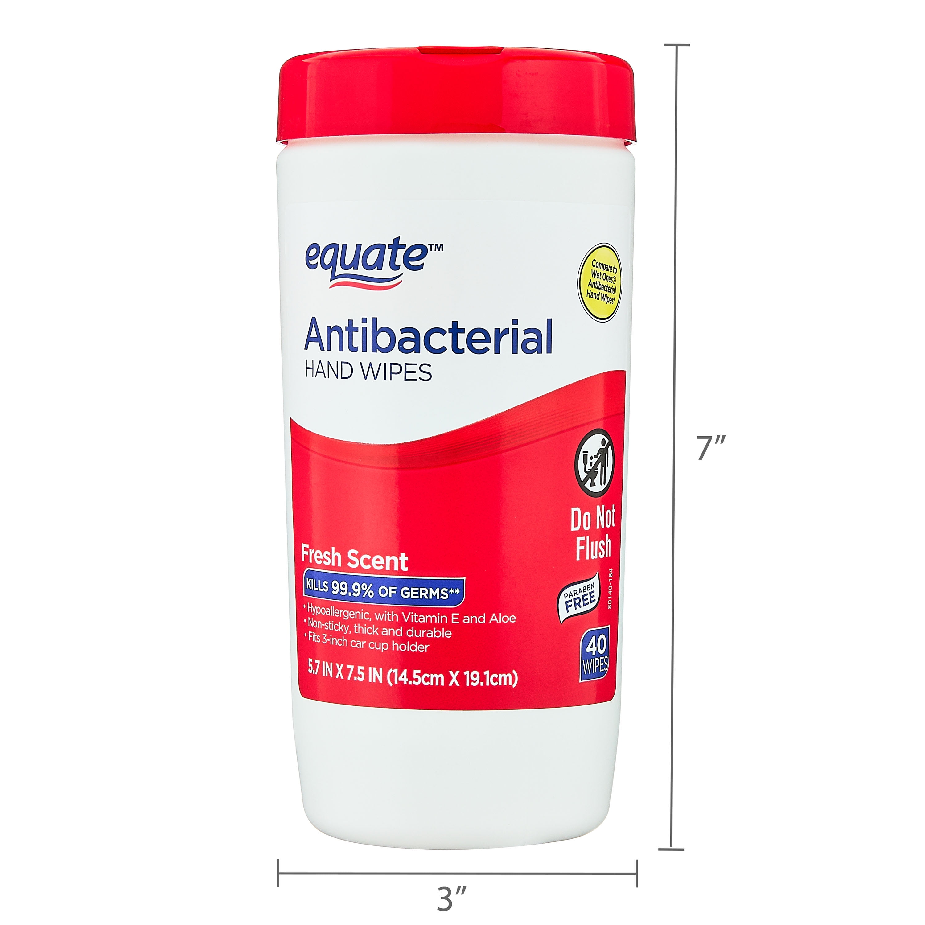 Equate Antibacterial Hand Wipes, Fresh Scent, 40 Wipes