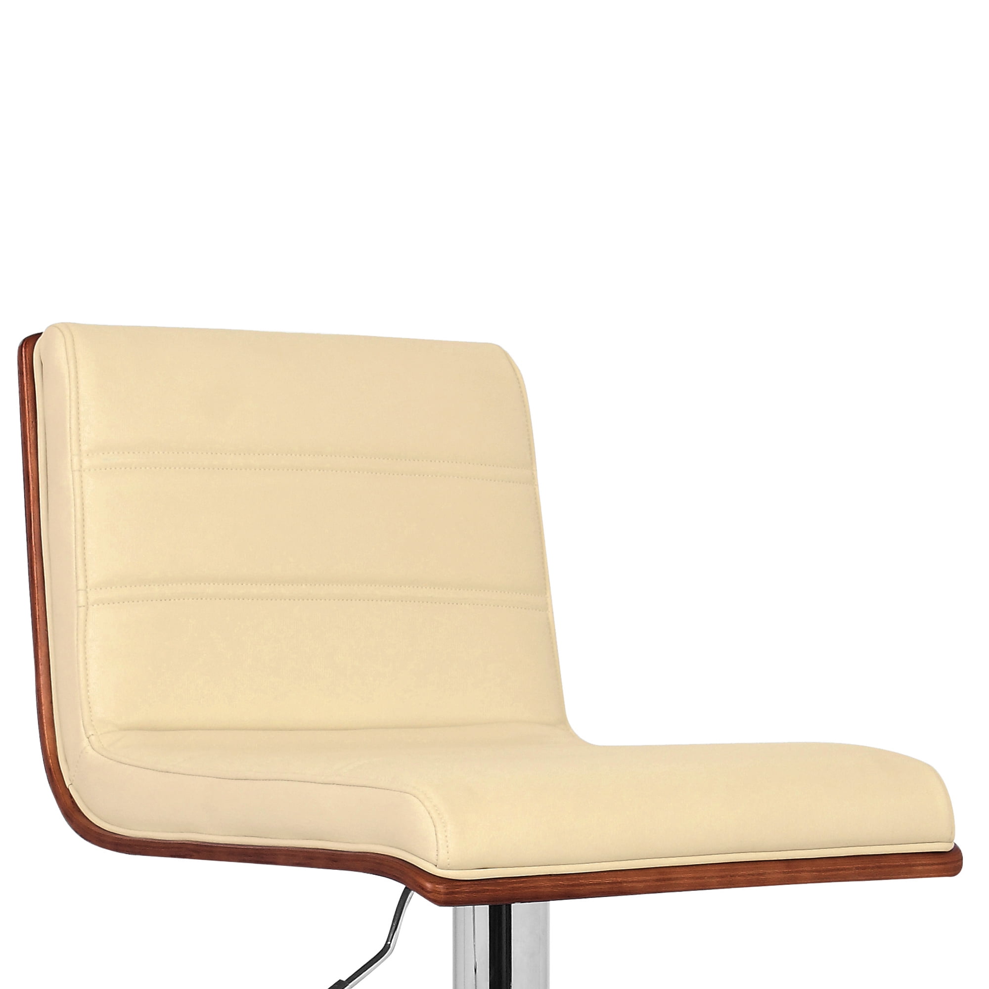 Armen Living Aubrey Barstool Chrome Base Finish with PU Upholstery and Walnut Back