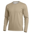 thumbnail image 4 of LUGOGNE Mens Tshirt Long Sleeve Crewneck Athletic Tops with Thumb Holes Comfortable Lightweight Workout Gym Running Pullover Tee Beige,L, 4 of 7