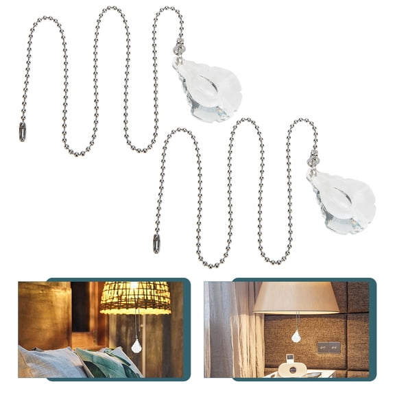 Masteelf Crystal Ceiling Fan Pull Chain Extension Set, 2-Pack Decorative Lamp Accessories for Home Lighting and Decor