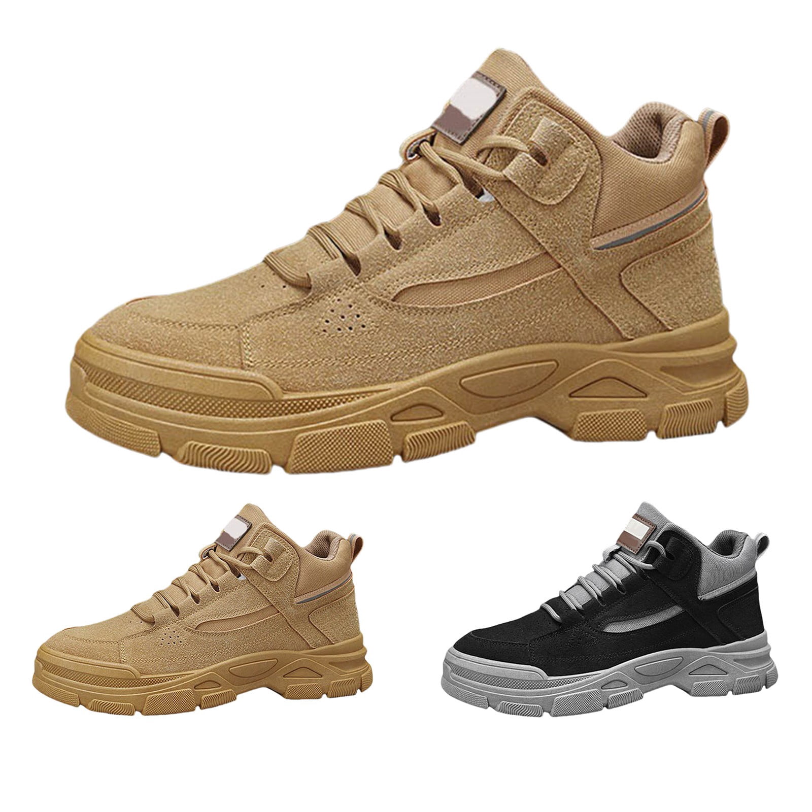 TIREOW Men's Slip On Walking Sneakers Comfortable Hiking High Top Boots Lightweight Shoes Causal Chukka Boots Outdoor Walking Shoes Fashion Men's Boots Work Boots (8.5, Brown)