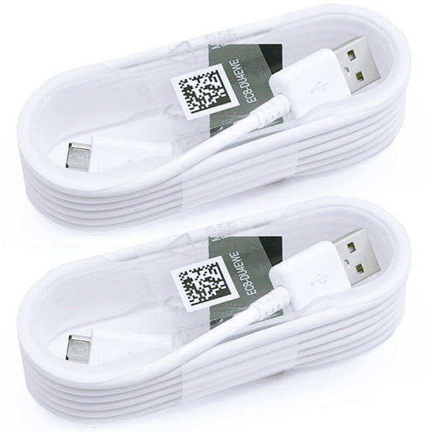 Bukken herhaling Blijkbaar 2-Pack OEM Original Samsung Micro USB Cable Fast Charging Charger Data Sync  Cable Cord for Samsung Galaxy Note 4, Edge, S3, S4, S6 and S6 Edge, 1.5  Meter / 5 Foot (White) - Walmart.com