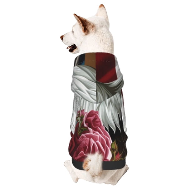 Fotbe Eagle With Hat And Roses Sudadera con Estampado para Perros Pequeños – Suéter con Capucha para Mascotas, Tela Suave de Forro Polar con Bolsillo-Medium