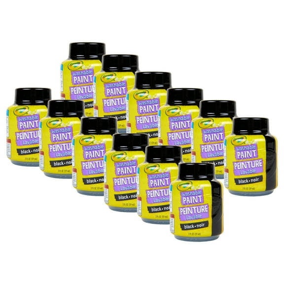 Crayola Washable Paint, 2oz, Black, Pack of 12