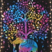 Multicolor Tie Dye Tree of Life Elephant Tapestry Indian Hippie Tapestry Dorm Room Wall Hanging Home Decor Art by Oussum