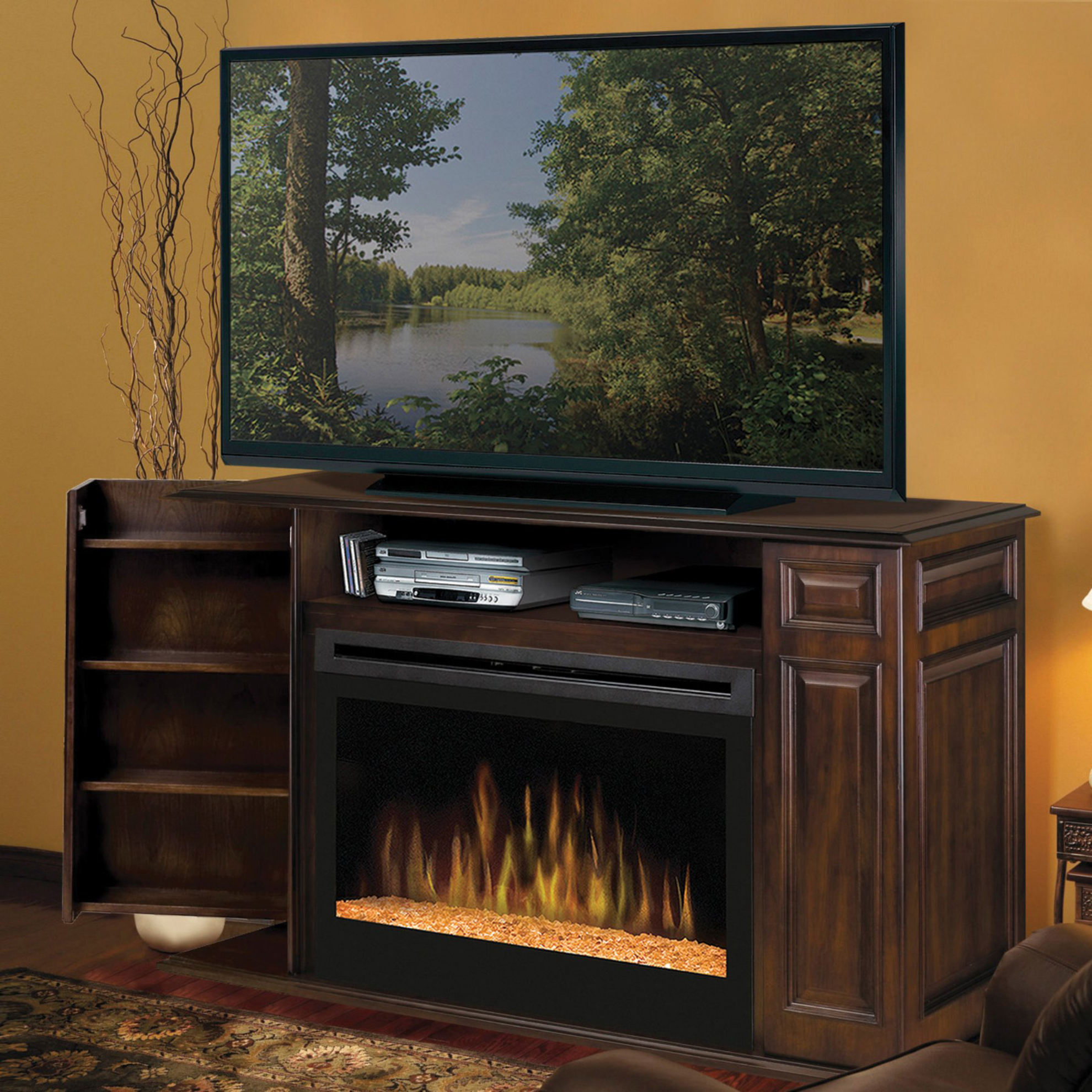 Dimplex Atwood Walnut Entertainment Center Electric Fireplace - Walmart.com