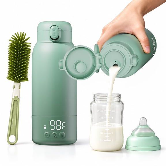 Portable Bottle Warmer for Travel, Rechargeable Baby Milk Warmer, 17oz Large Capacity with Fast Heating & Long Battery Life