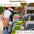 thumbnail image 6 of ZIATUBLES 17 Inch Clear Backpack, Heavy Duty Fabric & PVC Transparent Bag with Reinforced Strap, Large Capacity Rainbow Paint Soccer Ball Print See Through Bookbag for School, Work & Travel, 6 of 7