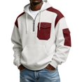 thumbnail image 2 of LWavelet Hoodies For Men Big And Tall Winter Waffle Quarter Zip Pullover Casual Fall Sweatshirts With Pocket Streetwear Outfit White S, 2 of 4