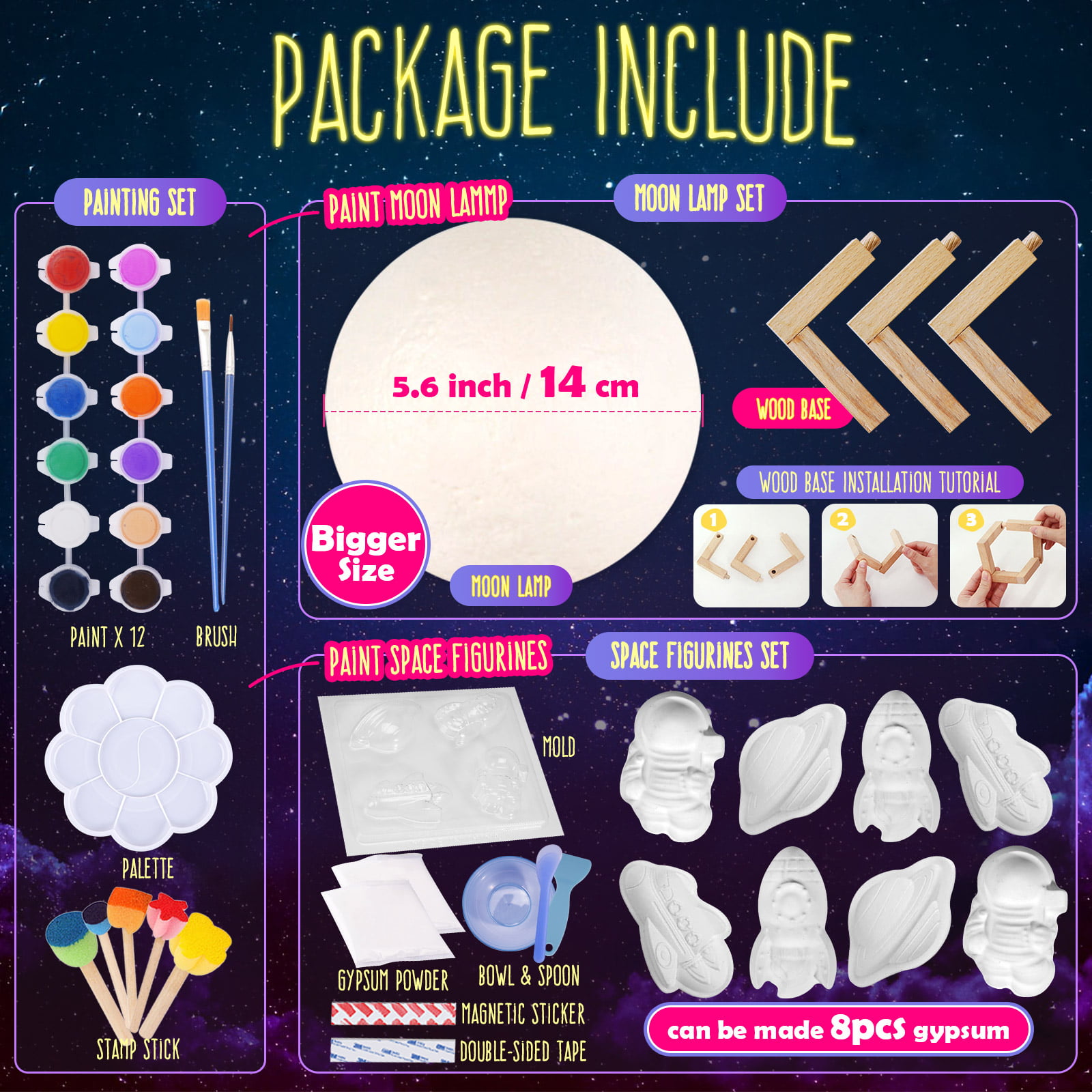 Paint Your Own Moon Lamp Kit, Arts and Crafts for Kids Ages 8-12