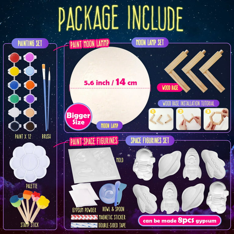MDCGFOD Paint Your Own Moon Lamp Kit Arts and Crafts DIY 3D Space Galaxy  Moon Night Light Cool Art Supplies for Kids 9-12, Arts and Crafts for Kids