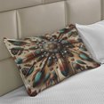 thumbnail image 2 of Ambesonne Rustic Knitted Quilt Pillowcover, Ethnic Southwestern Feathers, 36"x20", Redwood and Dark Turquoise, 2 of 2