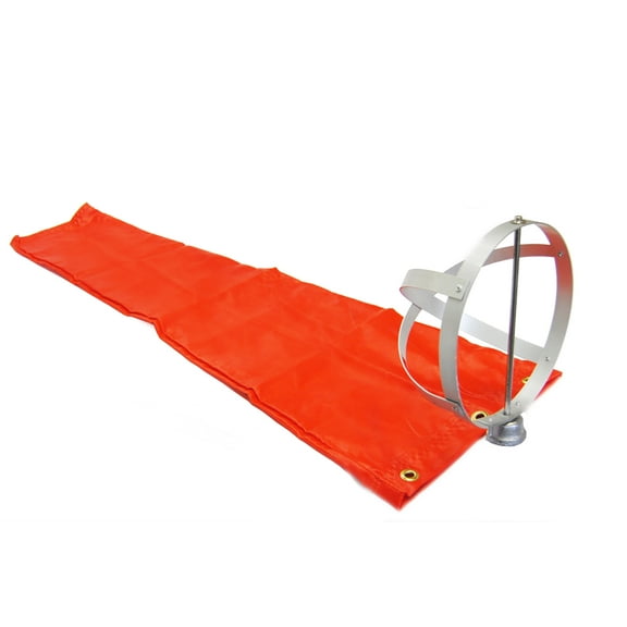 Airport Windsock Corporation 8" X 36" Orange Windsock and 8" Aluminum Frame Combo USA Made