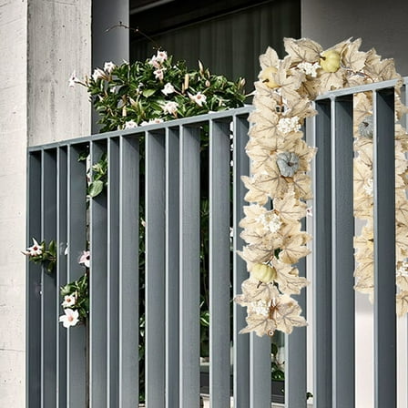 66 Inch Artificial Maple Leaf Garland - Neutral Fall Wreath for Halloween to Christmas Decor | Reusable Non-Woven Fabric Door & Wall Hanging