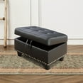 thumbnail image 5 of 28.5 in. W Black Faux Leather Rectangle Ottoman with Storage and Nails, 5 of 6