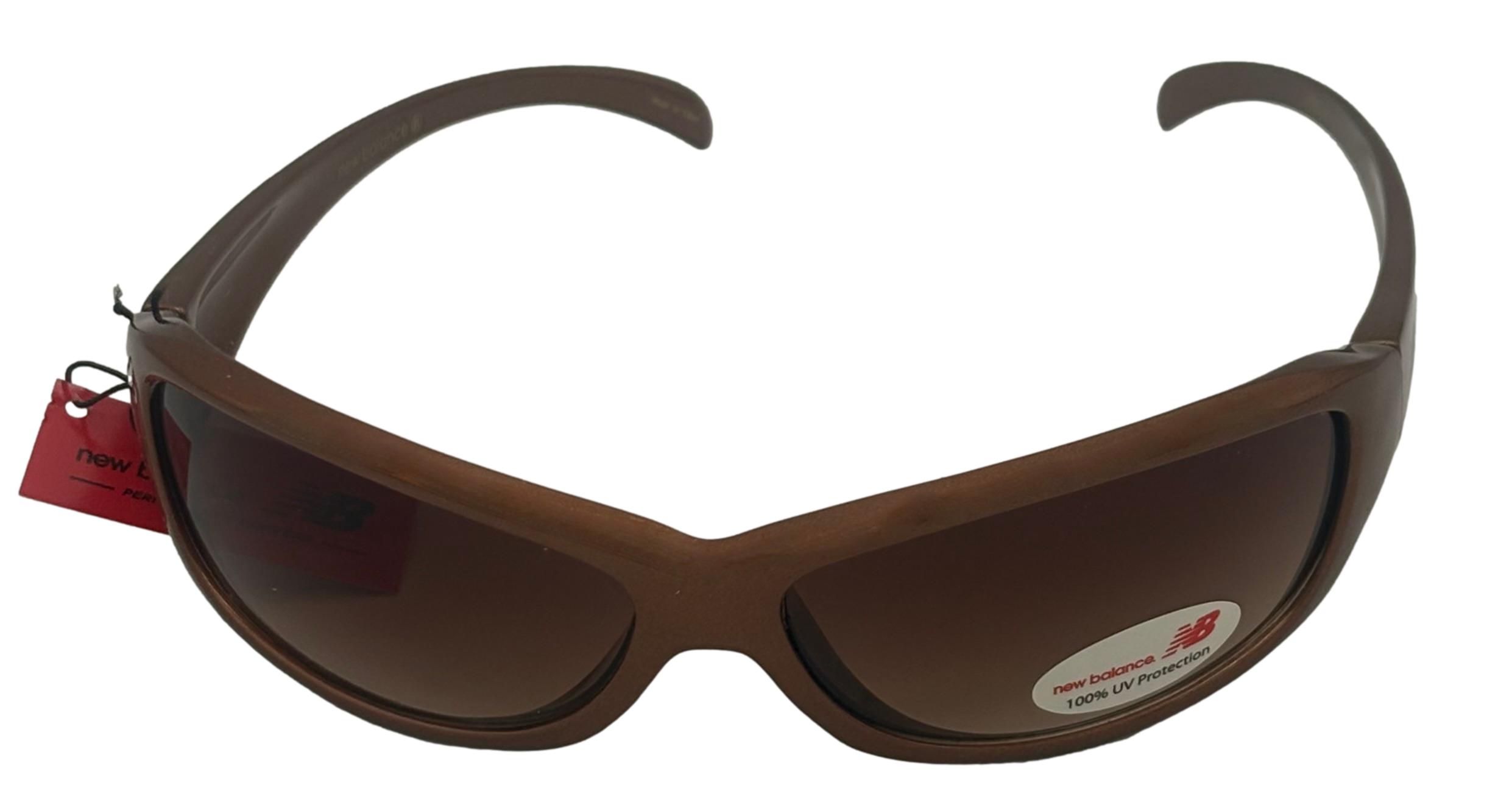 New Balance Men's Rectangle Pearl Brown Wrap Gradient Lens Sunglasses