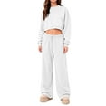 thumbnail image 5 of WULMLEO Women's Sweatpants Wide Leg Fleece Lined Sweat Pants Spring Winter Clothes 2026 Baggy Drawstring Joggers with Pockets White M, 5 of 6