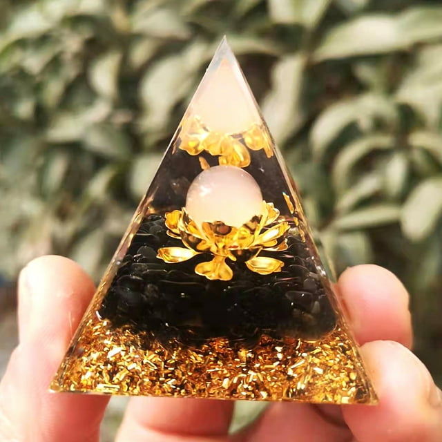 Orgón pirámide proceso epoxi exquisito hermoso adorno decorativo de 5 cm para la decoración del hogar de la oficina