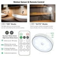 thumbnail image 3 of Motion Sensor Puck Lights LED Wireless USB Rechargeable Battery Operated Under Cabinet Lighting with Remote Control Movement Detection on Shelf Display Closet Counter Light for Kitchen Wardrobe Stairs, 3 of 16