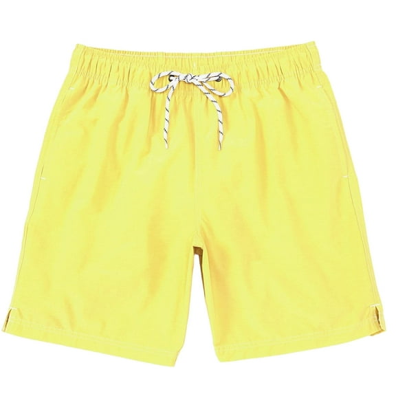 Roundtree & Yorke Men's Big & Tall Quick Dry Swim Trunks with Mesh Lining (Bright Yellow, XX-Large Tall, 2XT)