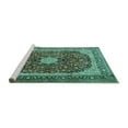 thumbnail image 2 of Ahgly Company Machine Washable Indoor Round Persian Turquoise Blue Traditional Area Rugs, 5' Round, 2 of 4