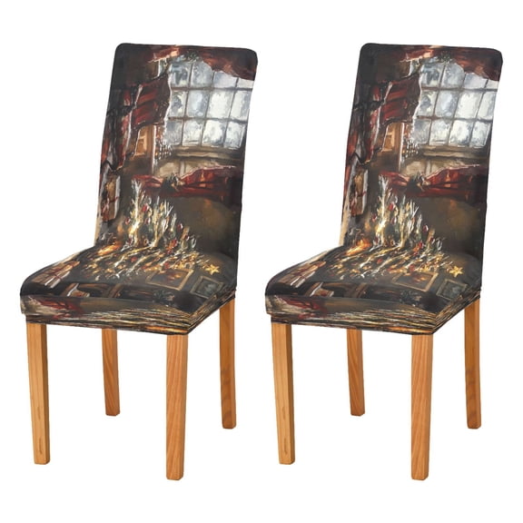 BZSMCE Chairs Slipcovers Dining Chair Covers Christmas Trees Painting Creative Pattern