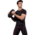 thumbnail image 3 of Active Men's Compression Short Sleeve Athletic T-Shirt with Moisture-Wicking Stretch Fabric for Training and Workouts - Small, Red, 3 of 6
