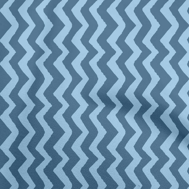 oneOone Georgette Viscose Blue Fabric Chevron Craft Projects Decor Fabric Printed By The Yard 42 Inch Wide
