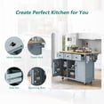 thumbnail image 5 of EUROCO Kitchen Island Cart with wheels and Rubber wood Drop-Leaf Countertop,Cabinet door internal storage racks,Kitchen Island on 5 Wheels with Storage Cabinet & 3 Drawers for Dinning Room,Blue, 5 of 8