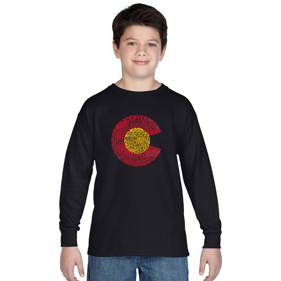 LA Pop Art Boy's Word Art Long Sleeve - Colorado