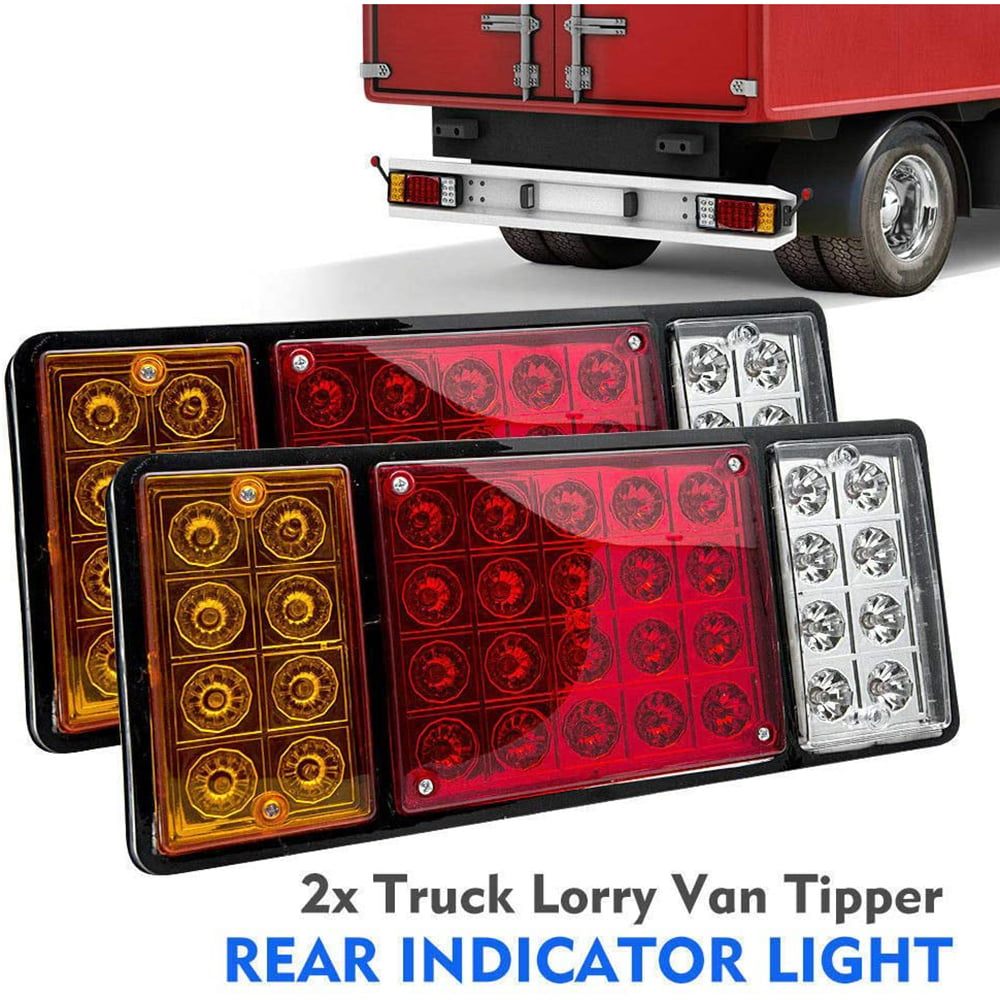 2 PAIRS 12V REAR LED LIGHTS STOP TAIL INDICATOR REVERSE TRAILER LORRY 4 FUNCTION 