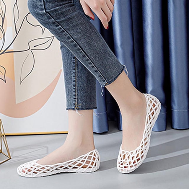 LSLJS Chaussures à Enfiler pour Femmes Confort Mode Infirmière en Plastique Ajourées, Chaussures Plates