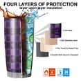 thumbnail image 7 of 20oz Tumblers Halloween Purple Checkered Ghosts and Icons Stainless Steel Vacuum Insulated Double Wall Travel Tumbler Cups Mug with Lid and Straw,Cleaning Brush for Cold & Hot Drinks, 7 of 7