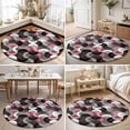 thumbnail image 4 of Round Rugs 4Ft, Pink Grey Abstract Round Area Rug Washable Indoor Throw Carpet, Modern Geometric Ombre Artwork Soft Non Slip Circle Rug for Kitchen Nursery Room Home Decor Aesthetic, 4 of 8