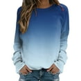 thumbnail image 2 of Blue Hoodies for Womens Autumn Winter Fashion Gradient Print Hoodless Sweatshirt Long Sleeve Pullover Sweater Fall Tops for Women 2025, 2 of 4