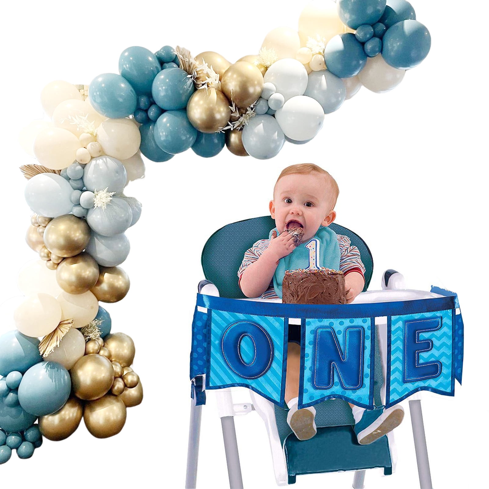 AYYUFE 1 Set Balloon Garland Arch Kit Vintage Blue White Golden Leakproof Thicker Baby Shower Birthday Party Wedding Decoration Latex Balloon Party Supplies